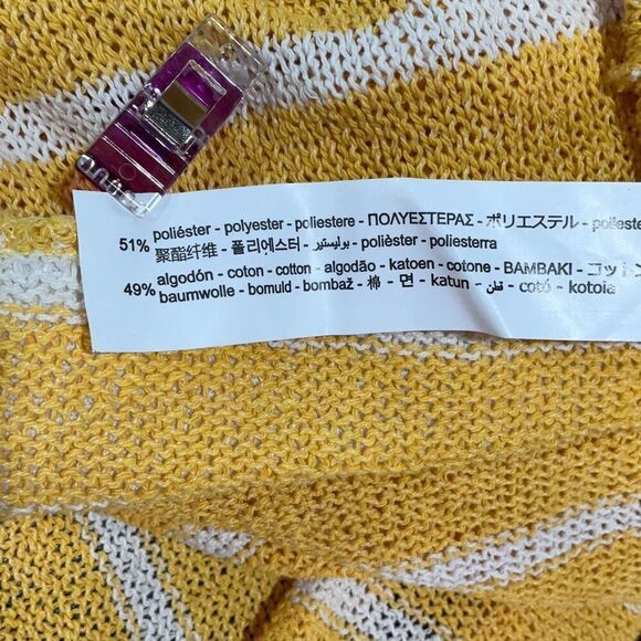 NWT Zara Yellow White Striped Knit High-Rise Pull-On Flared Pants Size Medium - Picture 8 of 9